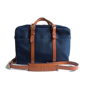 THE CARY BRIEFCASE - DOUBLE - NAVY AND TAN